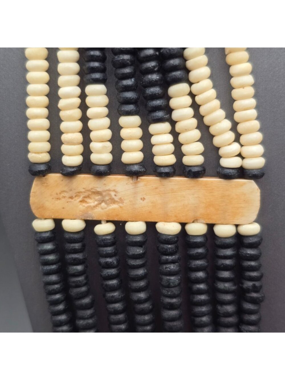 Vintage Naga Tribal Multi Strand Bovine Bone Necklace 19" Hand Carved Ethnic Bib - Picture 9 of 16